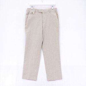 Kenneth Cole Reaction Linen Polyester Cotton Birdseye Dress Pants 32 / 29 Cream
